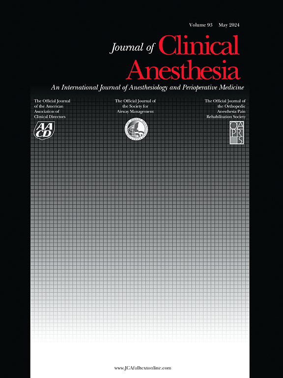 Go to journal home page - Journal of Clinical Anesthesia